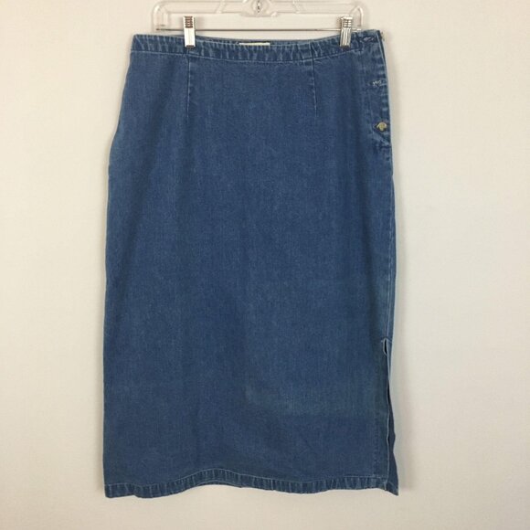 Vintage Eddie Bauer Heritage Denim Midi Skirt NWT 14P Classic Western Straight - Picture 1 of 10